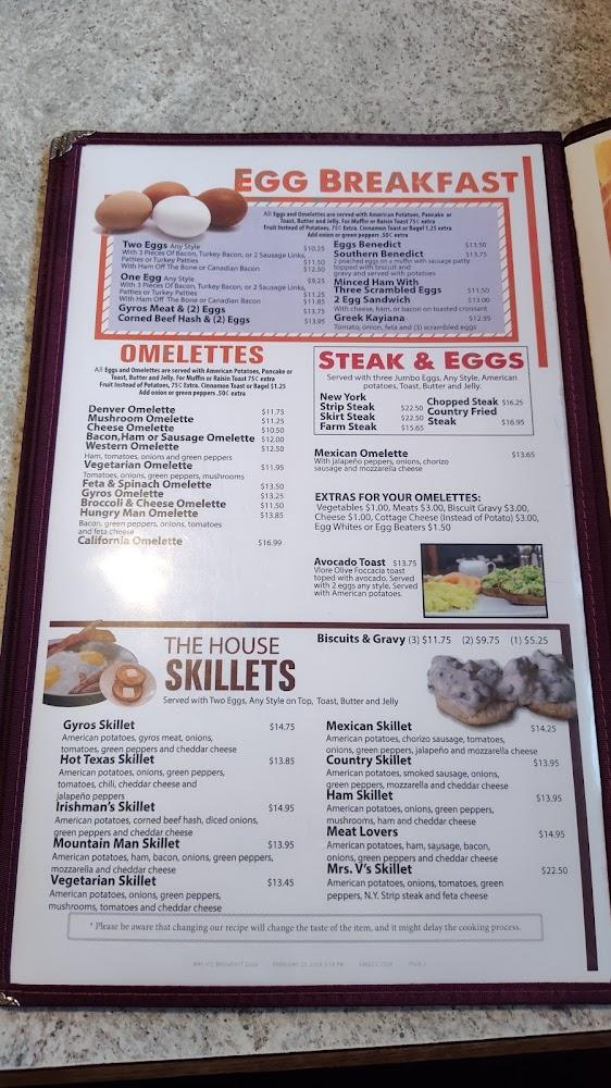 Mrs V's Restaurant Menu image 1